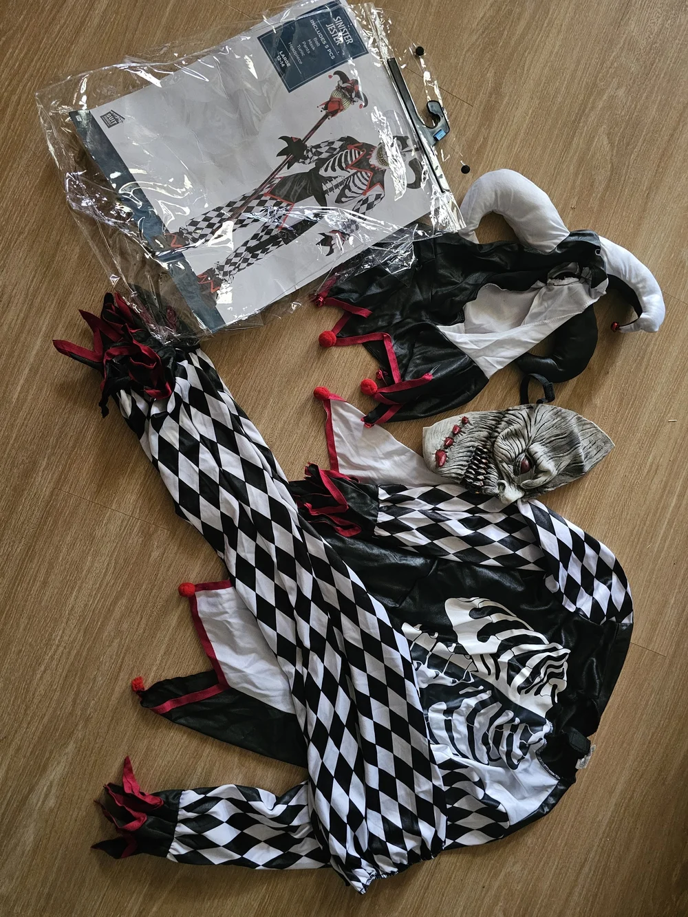 Sinister Jester Kids Costume - Black, White & Red